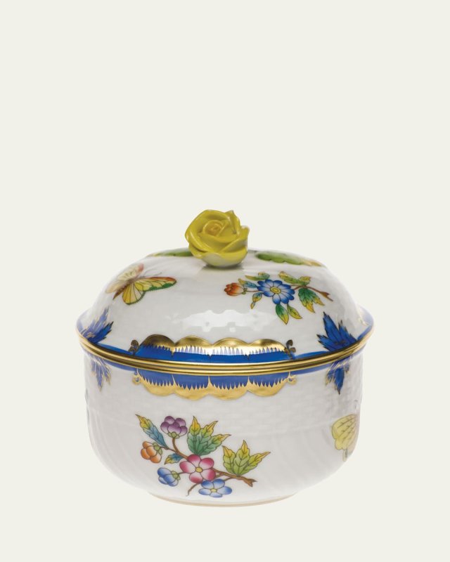 Queen Victoria Blue Covered Sugar Dish